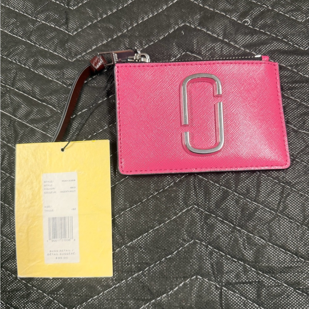 Marc Jacobs Fuchsia Card Holder with Silver Logo